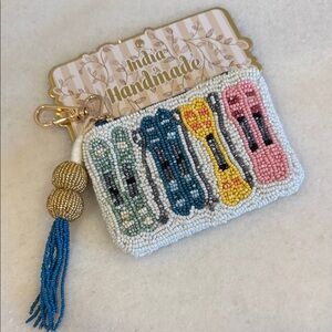 NWT Handmade Beaded Coin Purse with Keychain